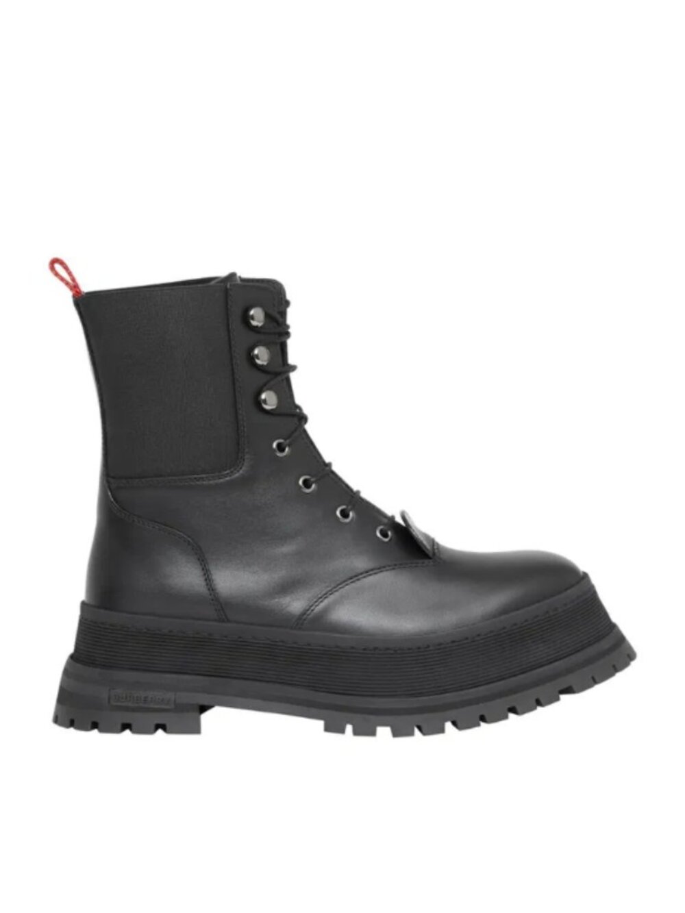 BURBERRY Icon Stripe Detail Lace-Up Leather Mid Calf Combat Boots EU39/ US 8.5/9